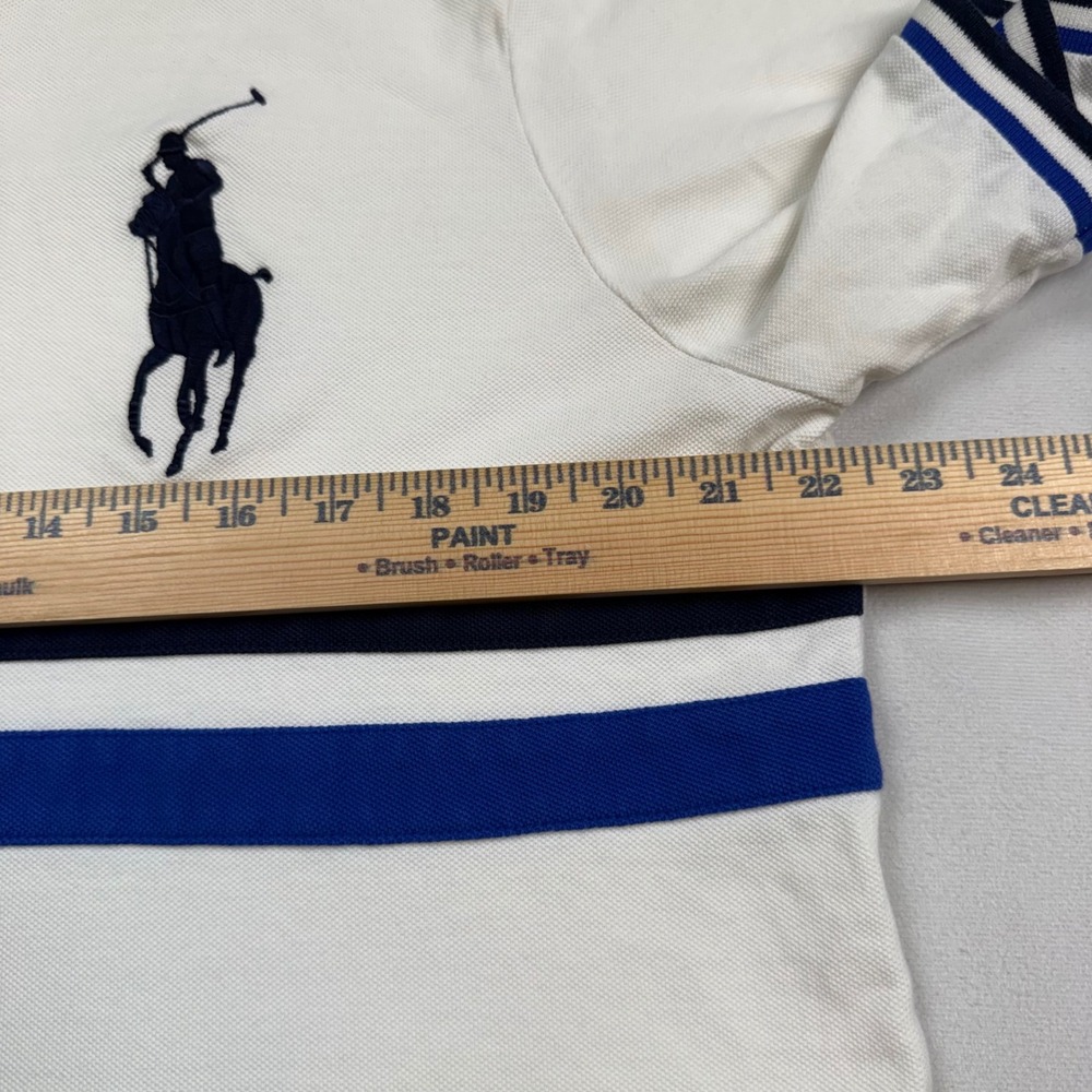 Polo Ralph Lauren Mens Classic Fit Big Pony Crest Stripe Polo Shirt White L - Picture 4 of 8